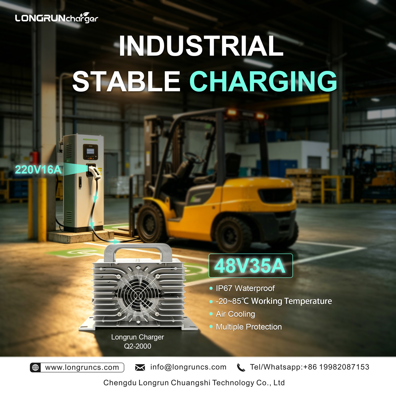 Longrun Q2-2000 48V 35A industrial battery charger for electric forklift